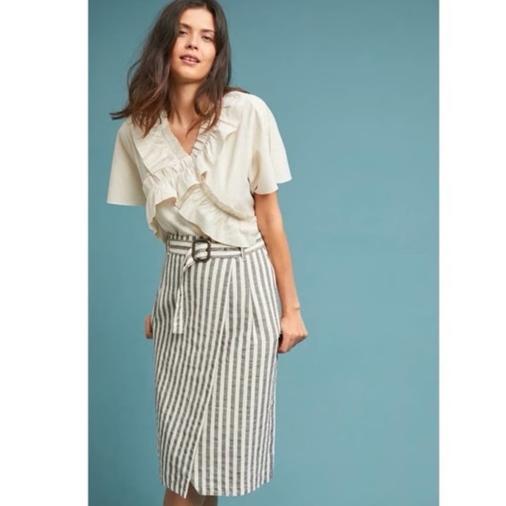 Anthropologie Black and White Midi Pencil Skirt